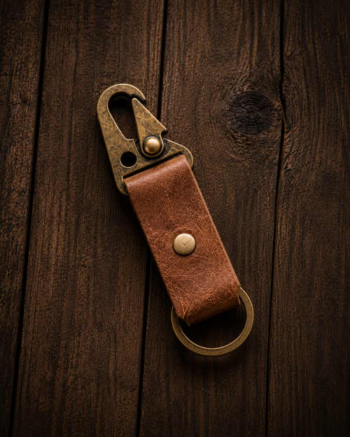 Bison Leather Keychain