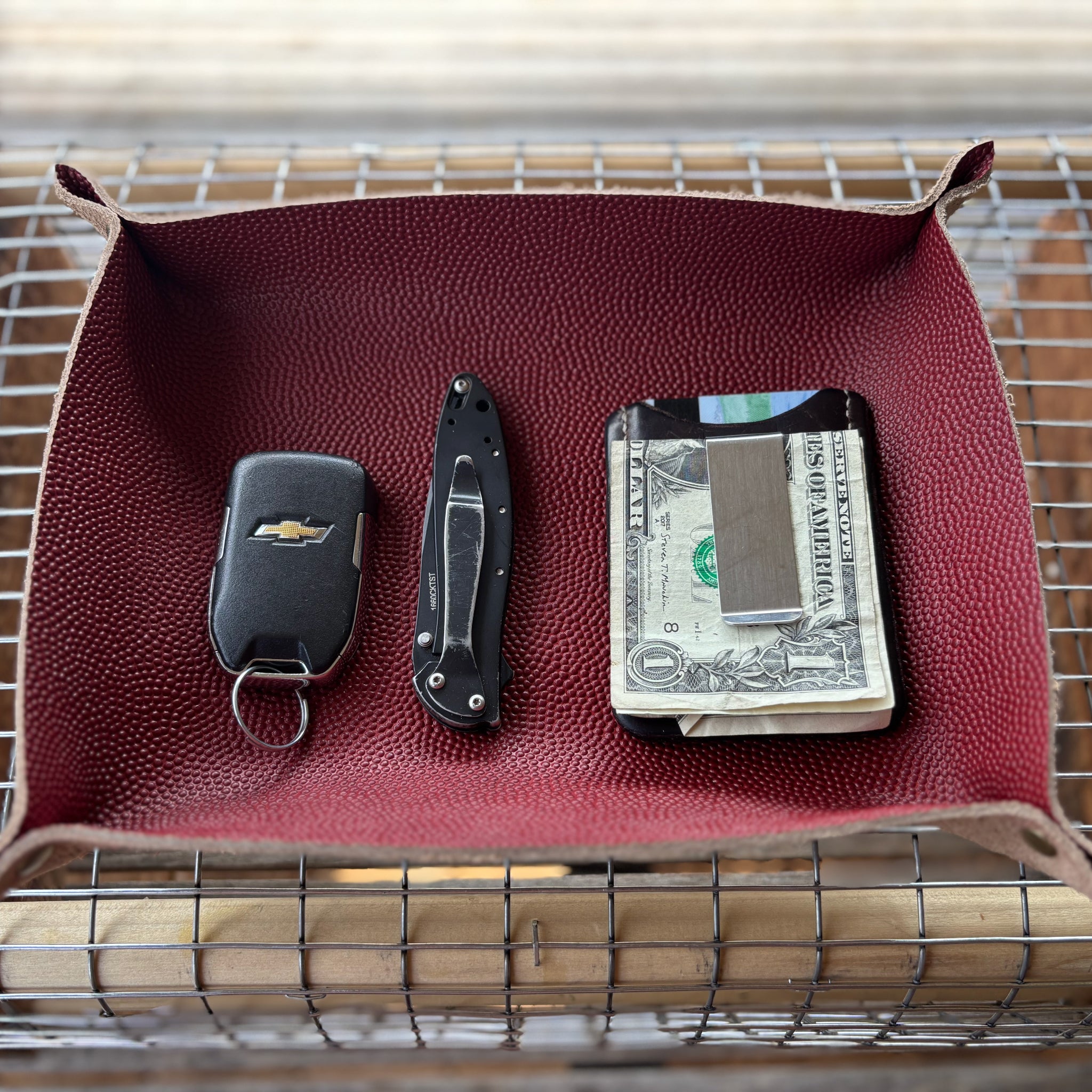 Football Leather Valet Tray
