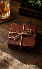 American Bison Leather Coasters | Set of 4