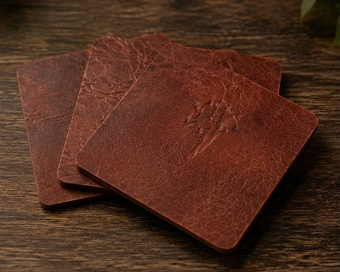 American Bison Leather Coasters | Set of 4