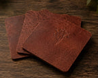 American Bison Leather Coasters | Set of 4