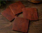 American Bison Leather Coasters | Set of 4