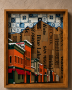 MAIN STREET IN WINTER- Original Mixed Media Art