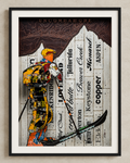 Framed Steak & Whiskey Mountain Trails fine art print displayed against textured wall