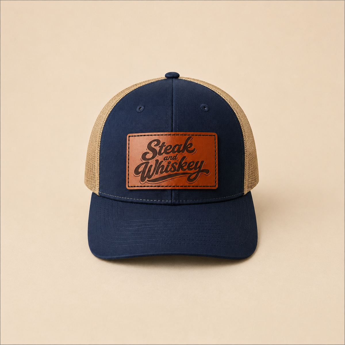 Steak & Whiskey Leather Patch Hat