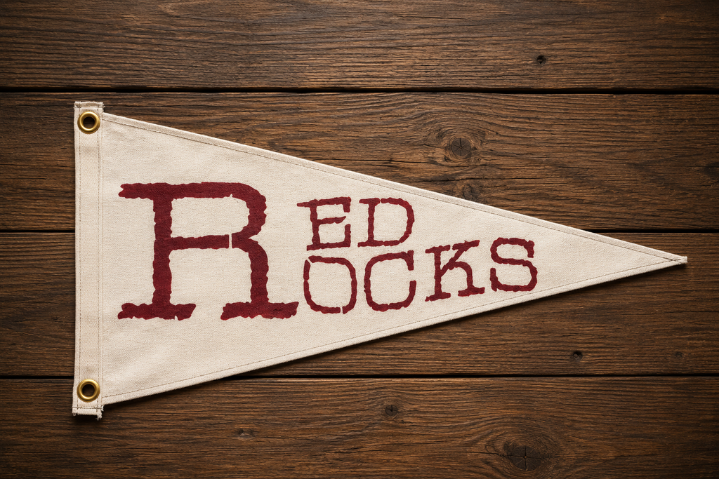 Red Rocks Colorado Pennant | Hand-Painted Canvas Flag
