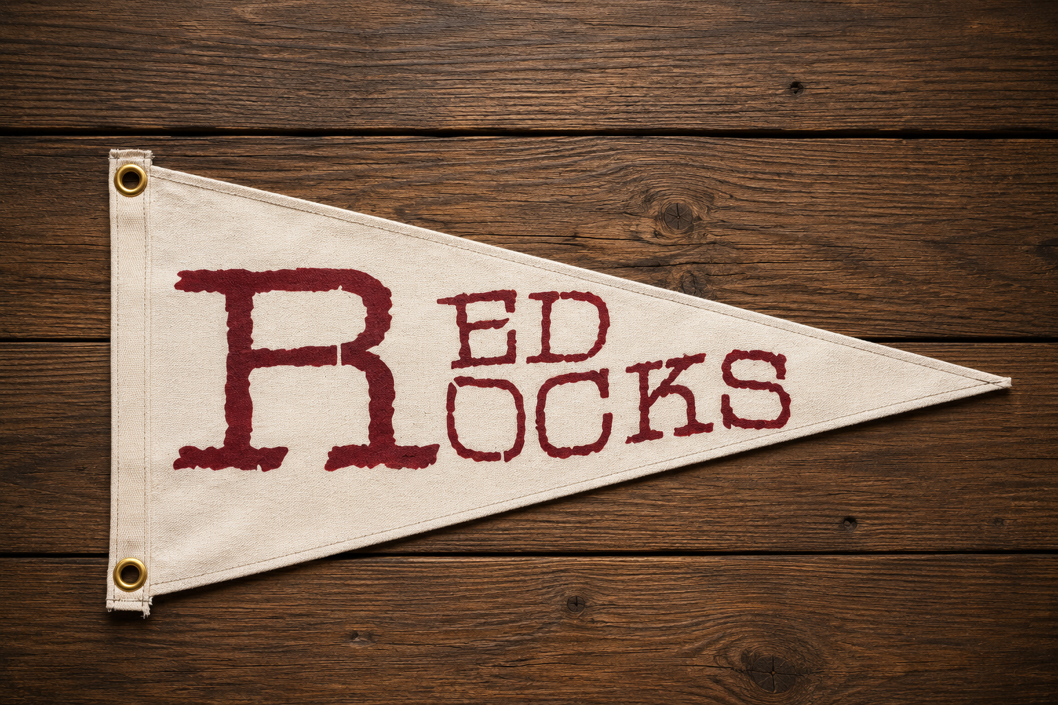 Red Rocks Colorado Pennant | Hand-Painted Canvas Flag